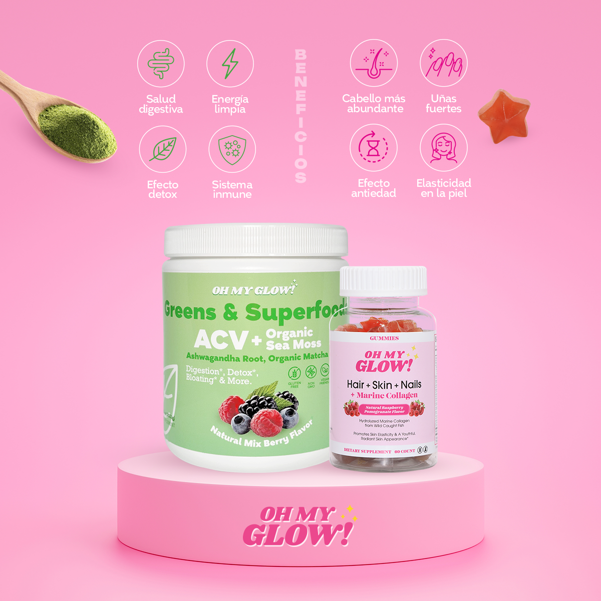 Oh My Glow! Gummies & Super Greens Bundle