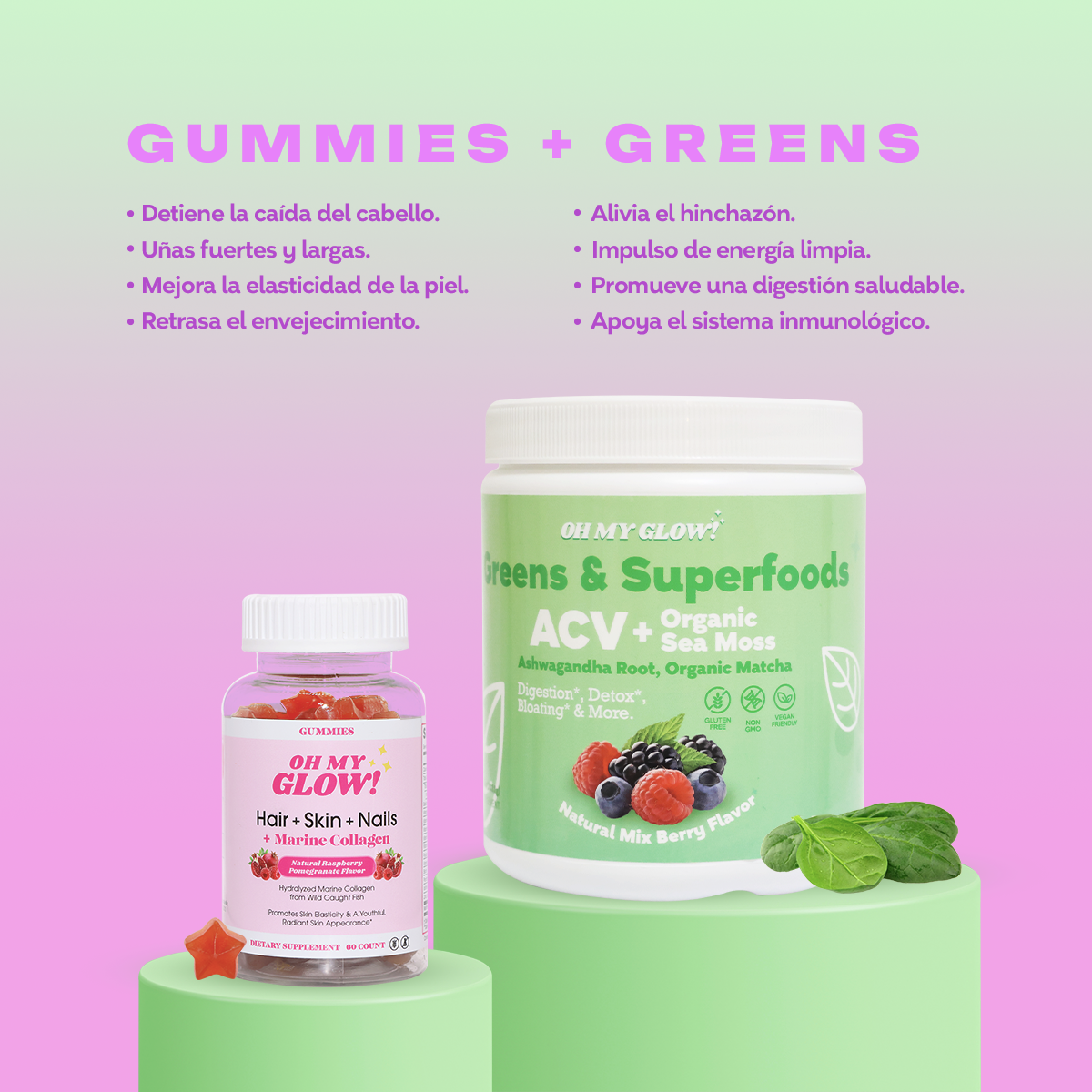 Oh My Glow! Gummies & Super Greens Bundle